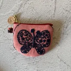 ミナペルホネン　forest wing レッド/tambourine ミニポーチ