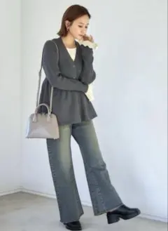 新品　しまむら　田中里奈　mysa closet ぺプラムVネックカーディガン