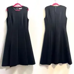 美品 FOXEY 黒 ノースリーブワンピース ボックスプリーツ