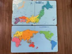 くもん　世界地図パズルと日本地図パズルのセット