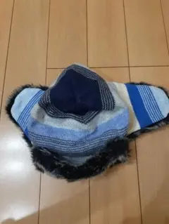 タイムセール！　GAP　ニット帽　ブルー　ボーダー　耳あて