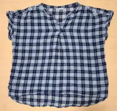 Lサイズ チェック柄 　半袖　シャツ　ブラウス　綿