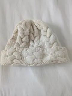 Ray BEAMS アイボリー ケーブル編みニット帽