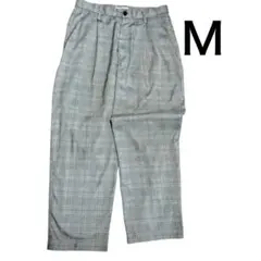 ブラウニー 白黒チェック ポケット テーパードパンツ カジュアル カーゴパンツ