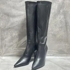 新品 DIANA ロングブーツ 23.5cm サイドジップ ポインテッド レザー