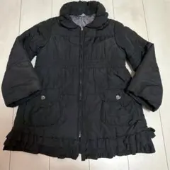 anyFAMブラックダウンコート フリル付き