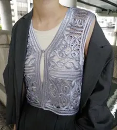 2WAY SATIN BATTEN LACE VEST Ameriのサムネイル