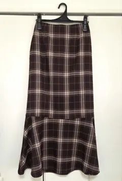 ブラウン系チェック マーメイドスカート