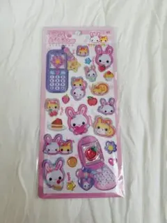 正規品 平成はっぴーフォン ステッカーズ フワフワらびちゃん ピンク