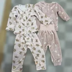 ベビーパジャマ 90cm ピンク クマ・チェリー柄