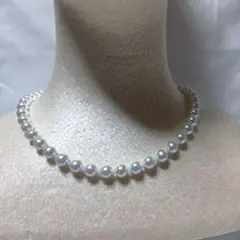 ハンドメイド　7ミリ白パールネックレス