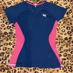 極美品 プーマ PUMA メッシュTシャツ ランニングトップス 青/ピンク