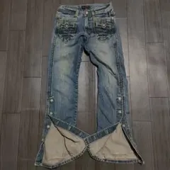00s MORGAN 裾ボタン ギミック フェード デニムパンツ y2k 平成