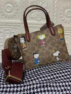 COACHコーチウィロウトート18スヌーピー2wayショルダーハンドバッグ極 