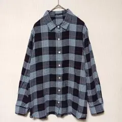 23区 チェック柄シャツ コットン100% レギュラーカラー ブルー系 46