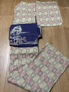 限定価格‼️ 絹製小紋着物 幾何学模様 帯付き