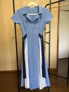 訳あり　REDYAZEL 配色ダブルバックルシャツ半袖ワンピース