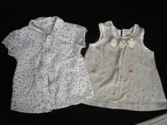 女の子　花柄のタンクトップ80センチとシャツ100センチ　2点セット
