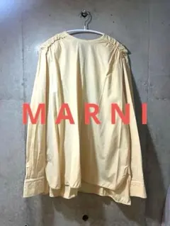 MARNI コットンブラウス 肩ギャザー クリームイエロー バックリボン付きのサムネイル