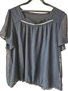 チュニック　半袖　シャツブラウス 3L 　ネイビー　紺　ぽっちゃりサイズ