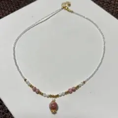 インカローズとマザーオブパールのネックレス　S925