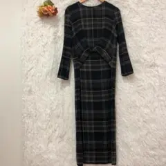 ★ザラトラファルック★ウエストツイスト ロングワンピース【S】チェック柄