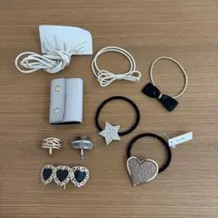 【9点セット】大人可愛い ヘアアクセサリーまとめ売り（ポニーフック・ヘアゴム）