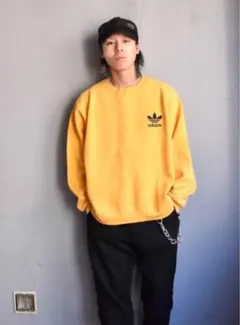 【希少】adidas スウェット イエロー 80s 万国旗タグ XL