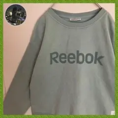 リーボックReebokビッグロゴ フェードブルー 雰囲気古着スウェットトレーナー