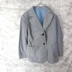 ストライプ ジャケット Mサイズ ネイビー 裏地ブルー きれいめ