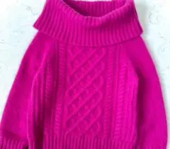 ノーブル 美品 肉厚 アンゴラ50%ケーブル編み タートルネック ニット ピンク