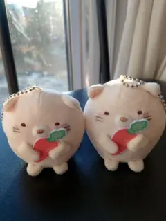 すみっコぐらし ねこ野菜ぬいぐるみチャームキーホルダー2体セット 新品未使用