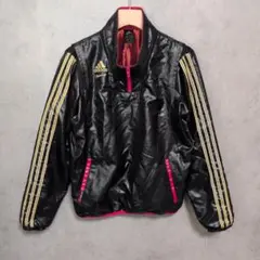 美品 アディダスプロフェッショナル ハーフジップ 裏アルミ ウィンドブレーカーM