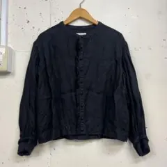BEAMS BOY ビームスボーイ 麻 リネン 長袖 ブラウス 黒のサムネイル