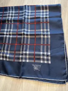 バーバリー スカーフ 大判ハンカチ チェック ネイビー