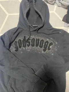 godsavage パーカー ブラック ラインストーン