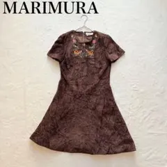 【マリムラ 馬里邑】半袖ワンピース（M）花柄 刺繍 バックジップ レトロ 膝丈のサムネイル