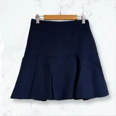 a2968 クミキョク ミニスカート 紺 1 金ファスナー ウール 無地 秋冬