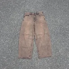 完売品 GU バレルレッグジーンズ 茶色