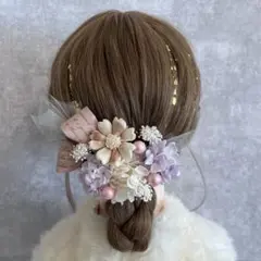 ラスト1点♡サクラパープル♡金箔付♡髪飾り ヘッドドレス 前撮り 成人式 卒業式