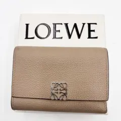 ロエベ　三つ折り財布 トライフォールドウォレット アナグラム ベージュ
