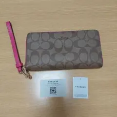 COACH 長財布 ブラウン ピンク