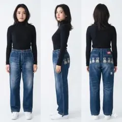 キューン　CUNE デニムパンツ　うさぎ　6連　ペインターパンツ風　ヒゲ　古着のサムネイル