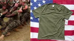 米軍放出品 未使用 USMC　OD　Ｔ−シャツ　L　ドライ　TS941のサムネイル