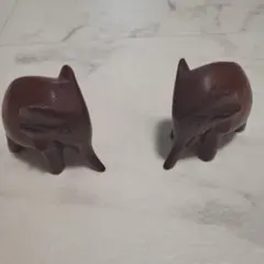 海外土産　木彫り象の置物　2個