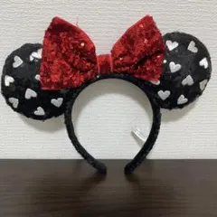 ミニー耳カチューシャ スパンコール 黒赤白