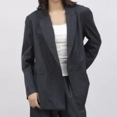 LAKOLE/オーバーサイズテーラードジャケット/ネイビー/ストライプ/ゆったり