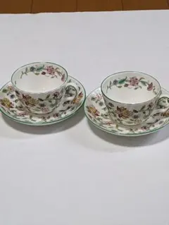 美品ミントンハドンホール・カップ&ソーサー 2客グリーン