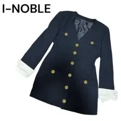 I-NOBLE 金ボタン ロングジャケット 黒