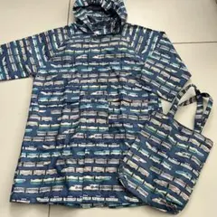 キッズ子供用レインコート110 電車柄新幹線柄　はやぶさ　ランドセル対応男の子用